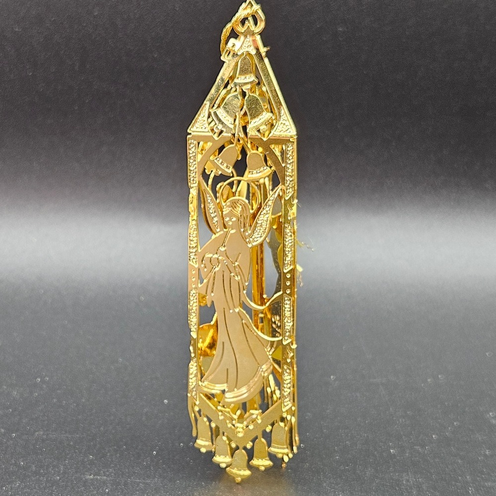 Wallace Silversmiths 1989 Cathedral Angel 24KT Gold Plate Ornament USA Made